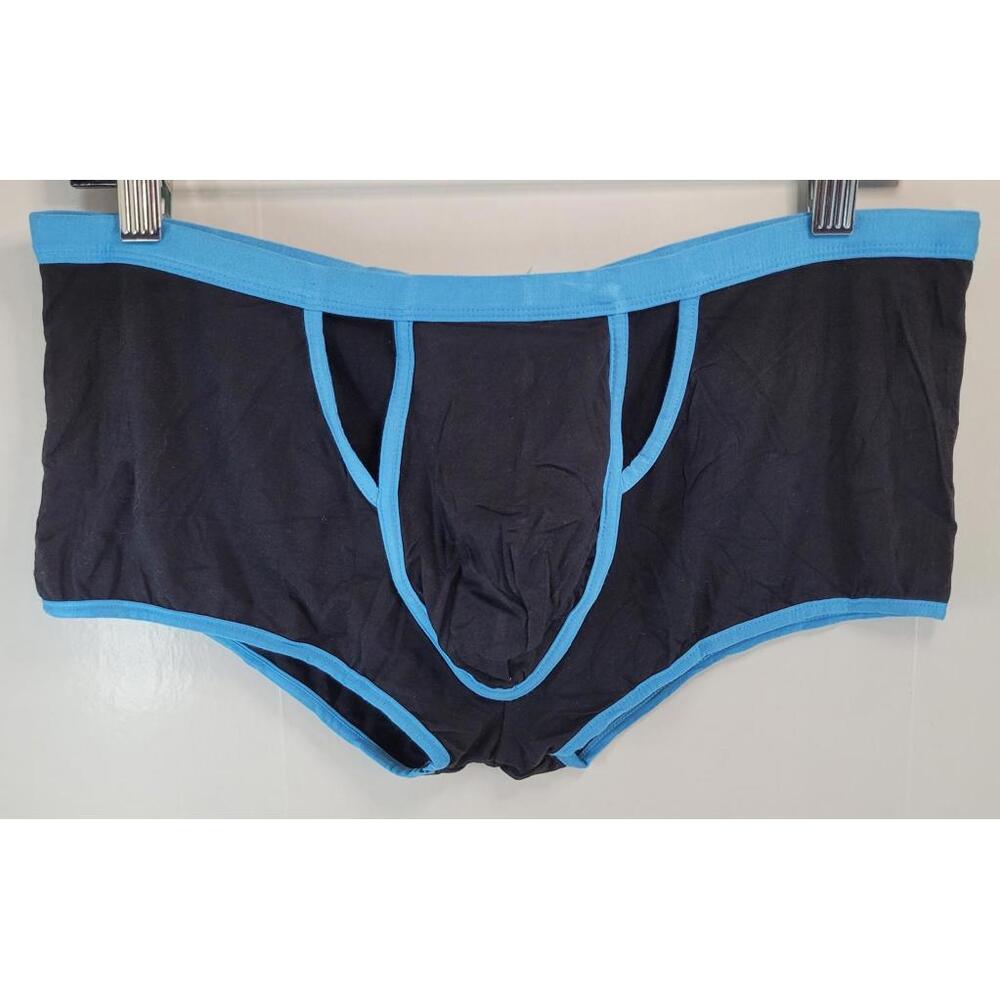 Male Power Men’s Large 32" Brief Black w/ Turquoise Trim NEW